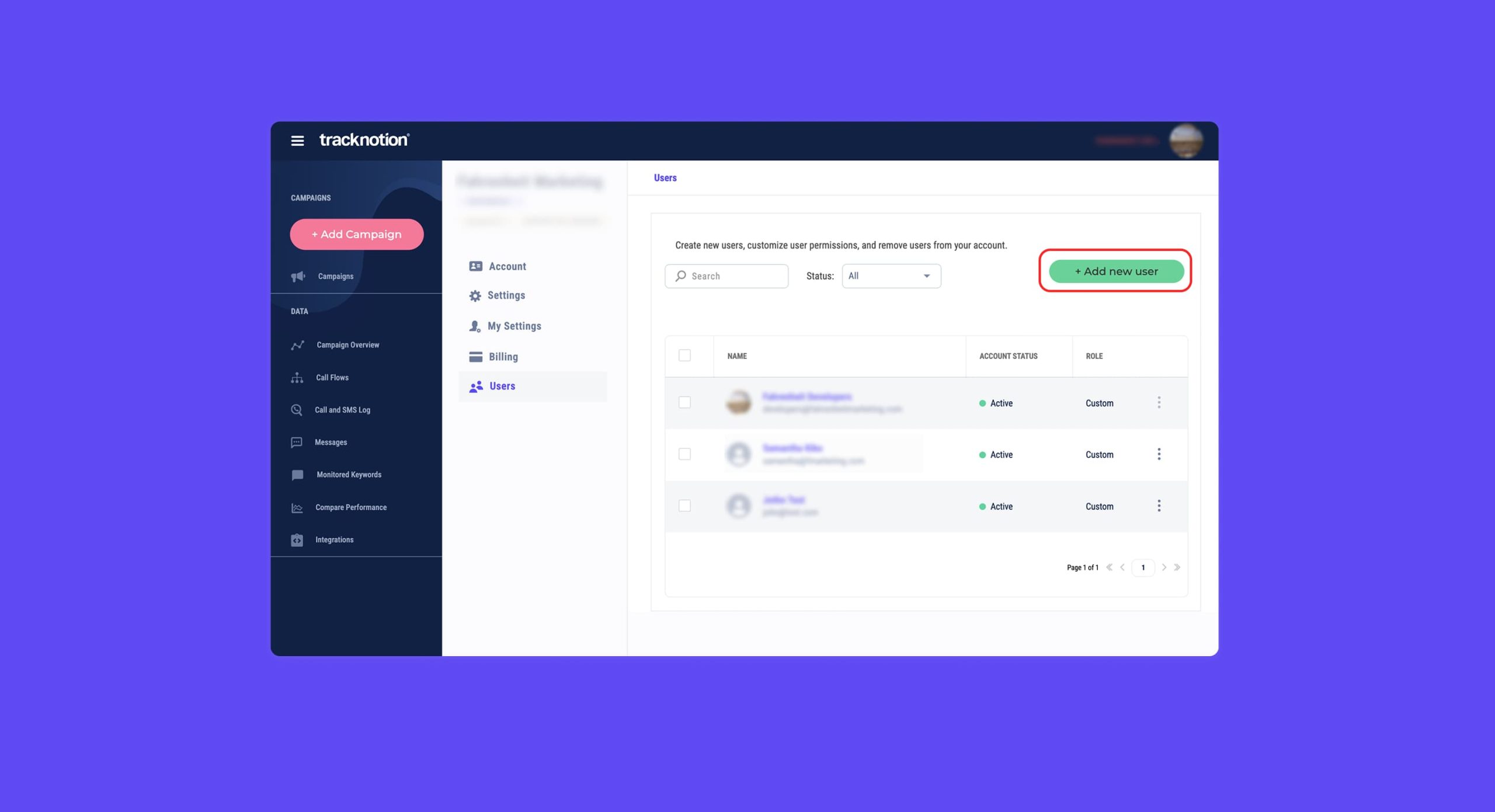 Add users to TrackNotion