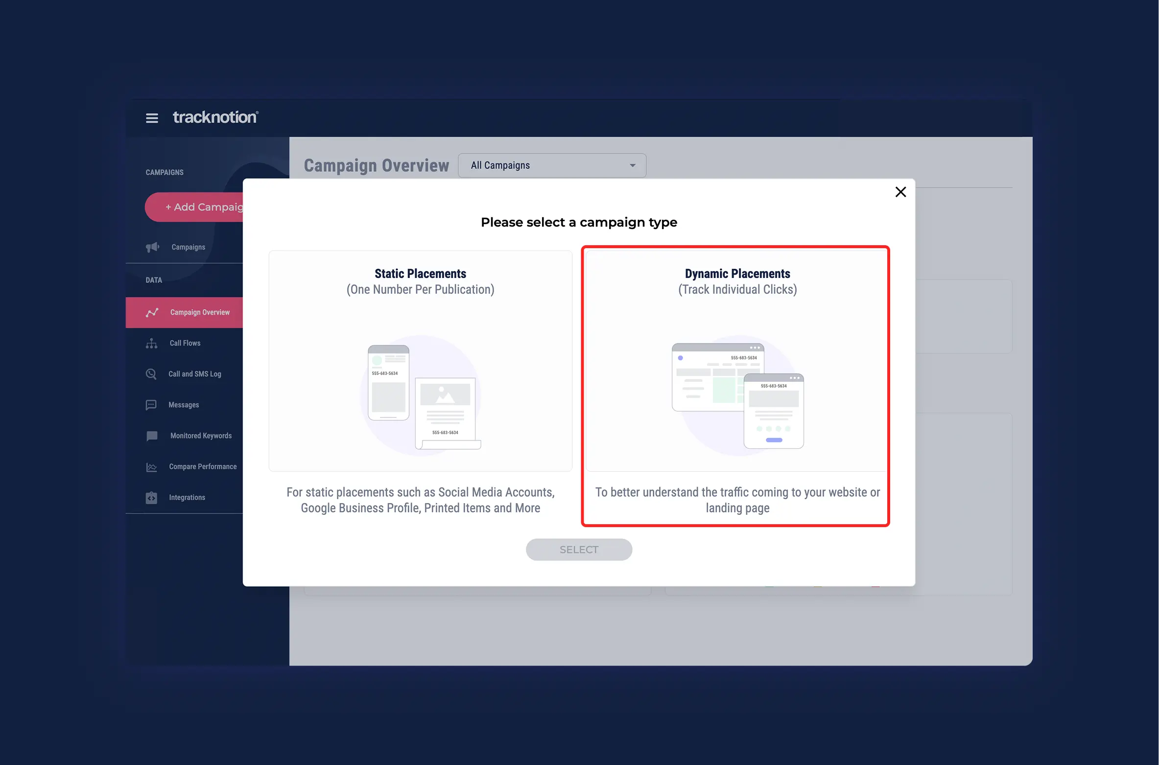 Dynamic placements setup window